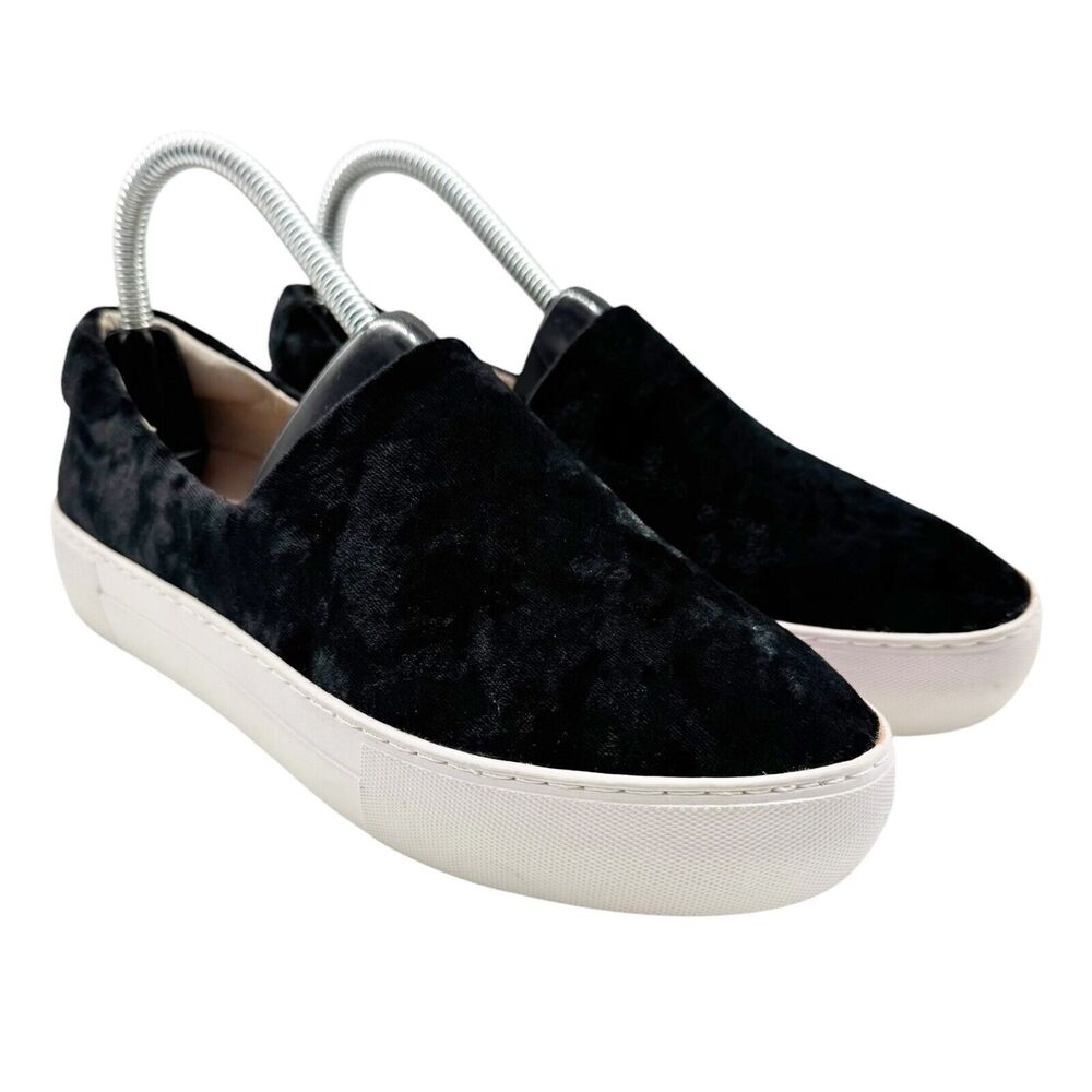 J/Slides Black Crushed Velvet Slip On Casual Sneakers Women’s Size 7.5